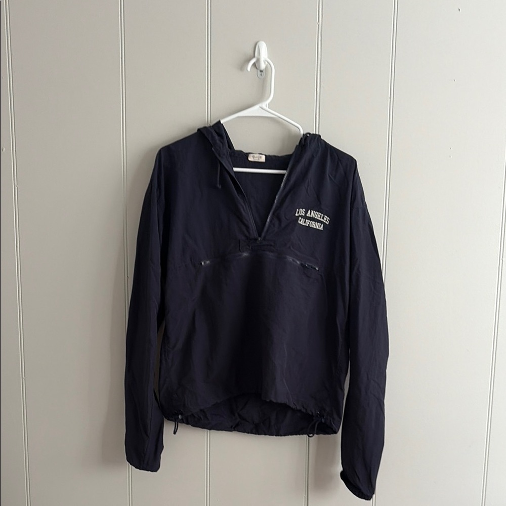 Brandy Melville Los Angeles Hooded Windbreaker Jacket - Navy
